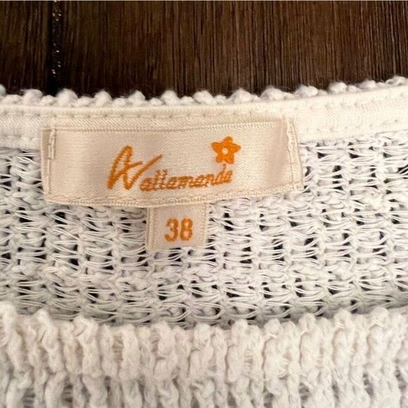 Wallamanda Ivory Knit Sweater with Lace Trim, Small - Picture 4 of 5